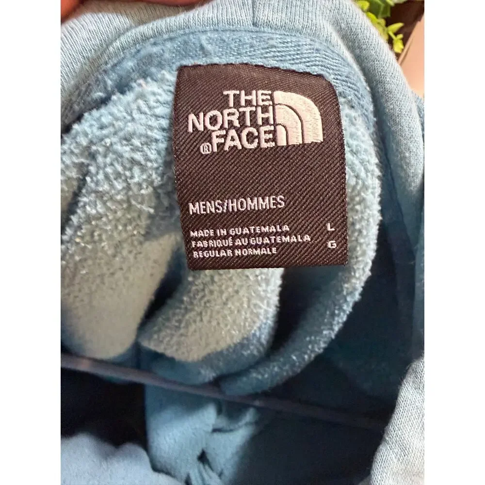 The North Face Hoodie Men Large Blue Teal Pullover  Graphic Sweatshirt Fleece